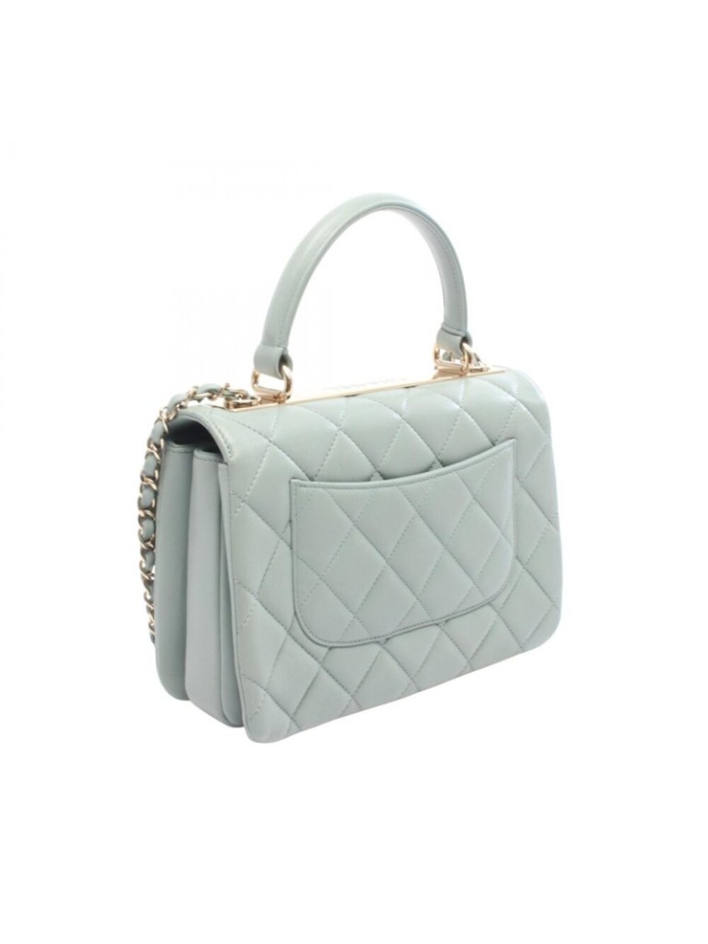 Chanel Shoulder Bag Trendy CC Small Top Handle Flap 2-Way Sage Green Leather - Picture 2 of 9